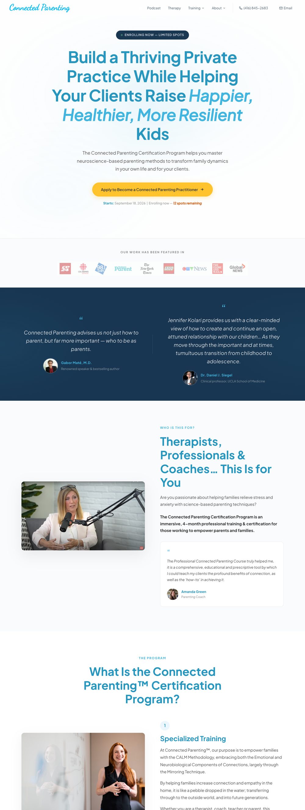 Connected Parenting — Certification landing page