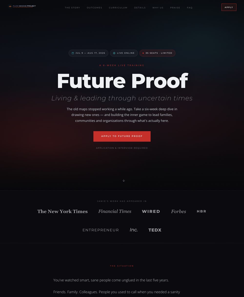 Flow Genome Project — Future Proof landing page